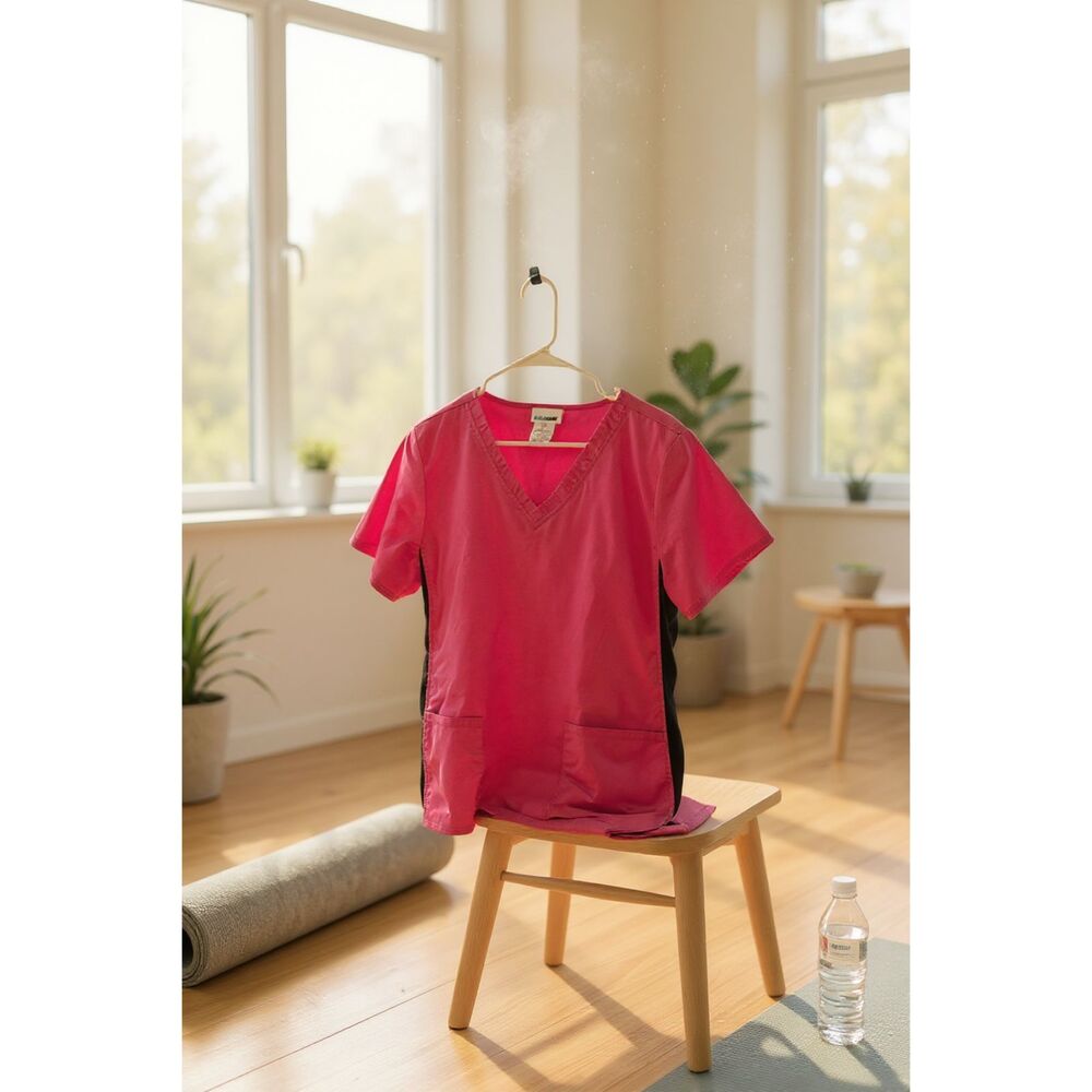 Scrub Star Large Pink and Black Scrub Top -- ITEM #3379